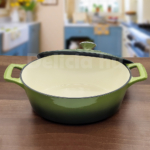 Kép 2/3 - La Cuisine öntöttvas ovális sütőtál fedővel 29 cm 4,75 liter Green - 432027