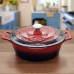 Kép 1/3 - La Cuisine Red öntöttvas ovál sütőtál fedővel 29cm 4,75 liter