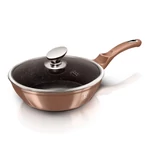 Kép 1/3 - márvány bevonatos turbó indukciós mély serpenyő üvegfedővel 24 cm -es - BH-1517 BerlingerHaus Rosegold Metallic Line