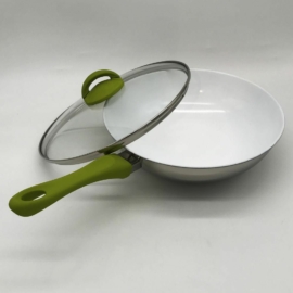 kerámia bevonatos indukciós wok üvegedővel 28cm Mepra Ecoceram Oliva -106246