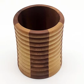 Evőeszköztartó trópusi fából bordázott 14x11 cm - 210038