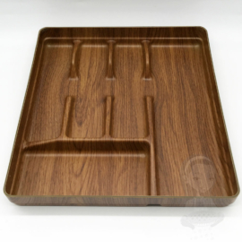 Evelin műanyag evőeszköztartó konyhai fiókba, fa mintázatú - 287002