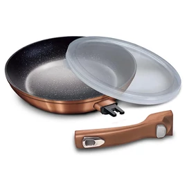 BerlingerHaus Rosegold márvány bevonatos minden főzőlapon használható és sütőbe is rakható serpenyő levehető nyéllel 28 cm - BH-1949