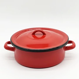 Hagyományos zománcozott lábas fedővel