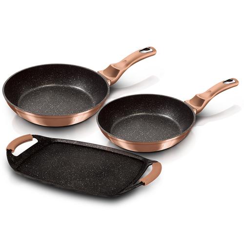 Berlinger Haus 3+2 részes serpenyő és grill sütõlap szett, Rosegold - BH-1669
